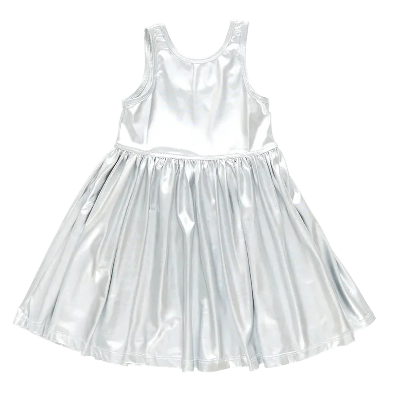 Girls' Liza Lame Silver Dress 1