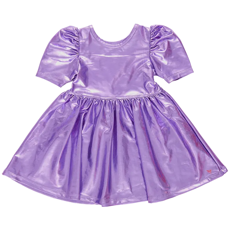 Girls’ Purple Sparkle Lame Laurie Dress 1