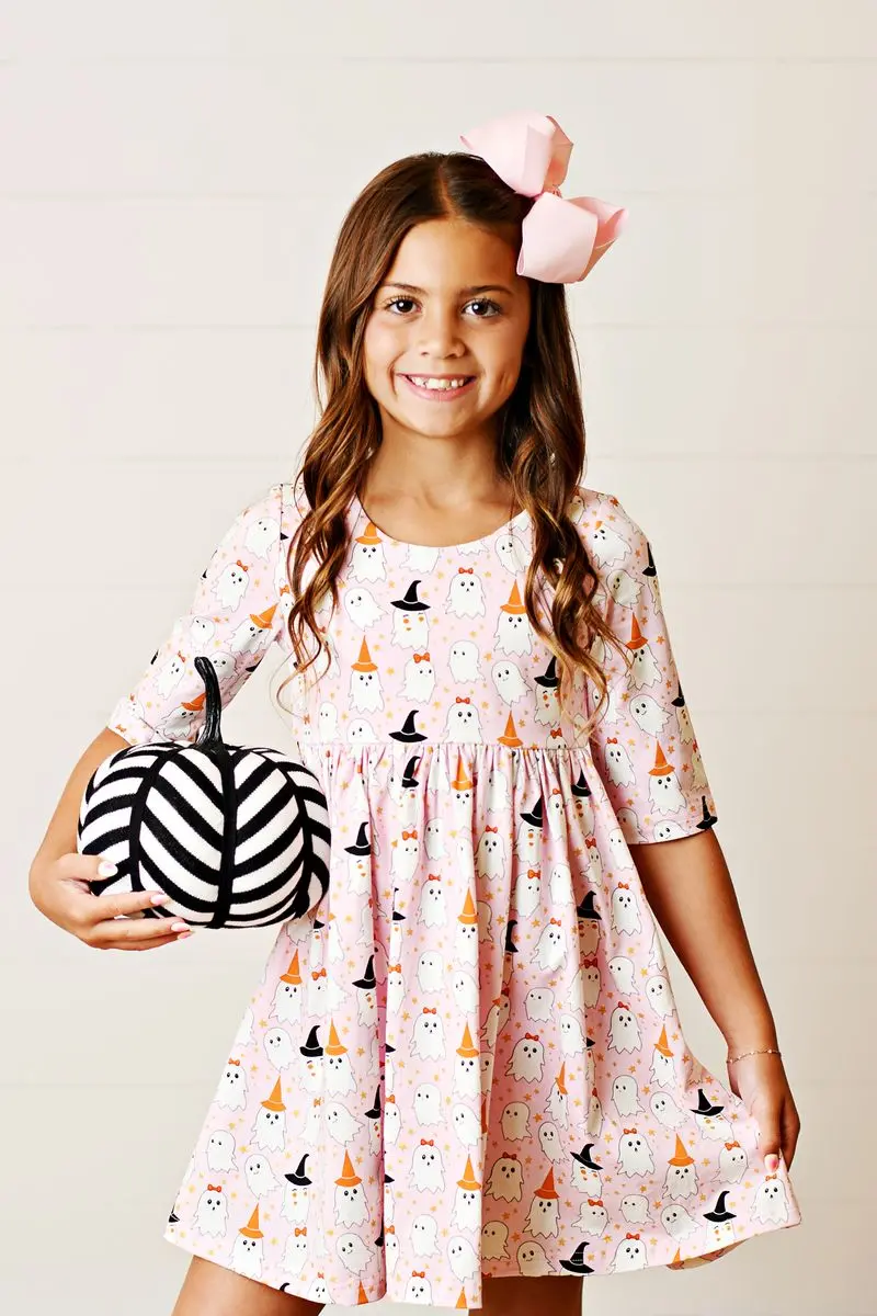 Glitter Ghost Twirl Dress For Little Girls 1