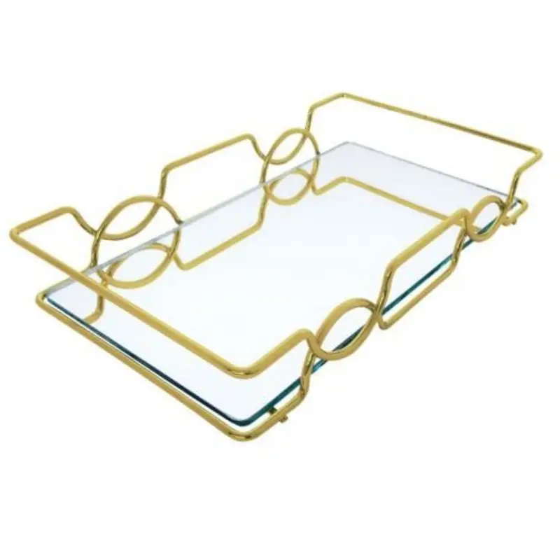 Gold-Finish Rectangular Serving Tray – 15 × 25 Cm 1