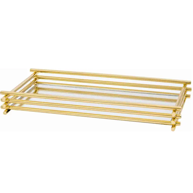Gold-Finished Wire Serving Tray – 10 × 20 Cm 1