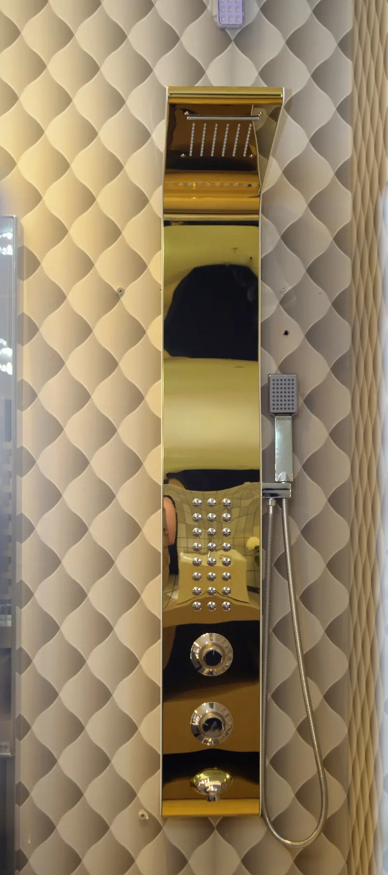 Gold-Tone Vertical Shower Column With Hydrotherapy & Chromotherapy 1