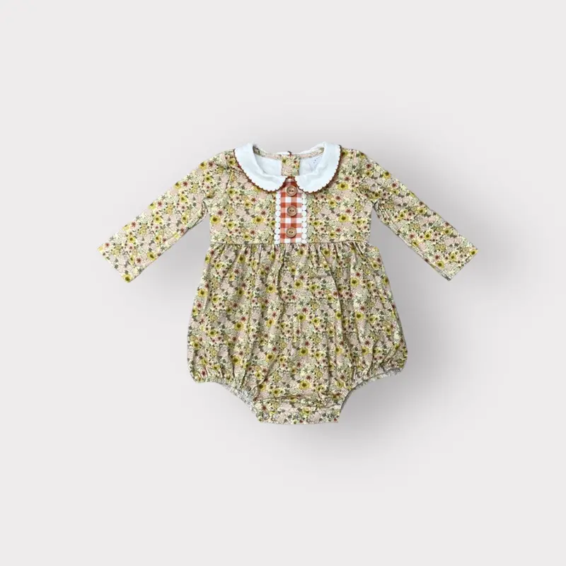 Golden Ditsy Bohemian-Style Bubble Romper 1