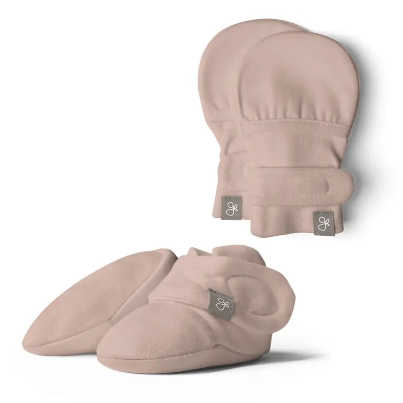Goumi Rose Tone Stay-On Baby Mittens And Booties Set 1