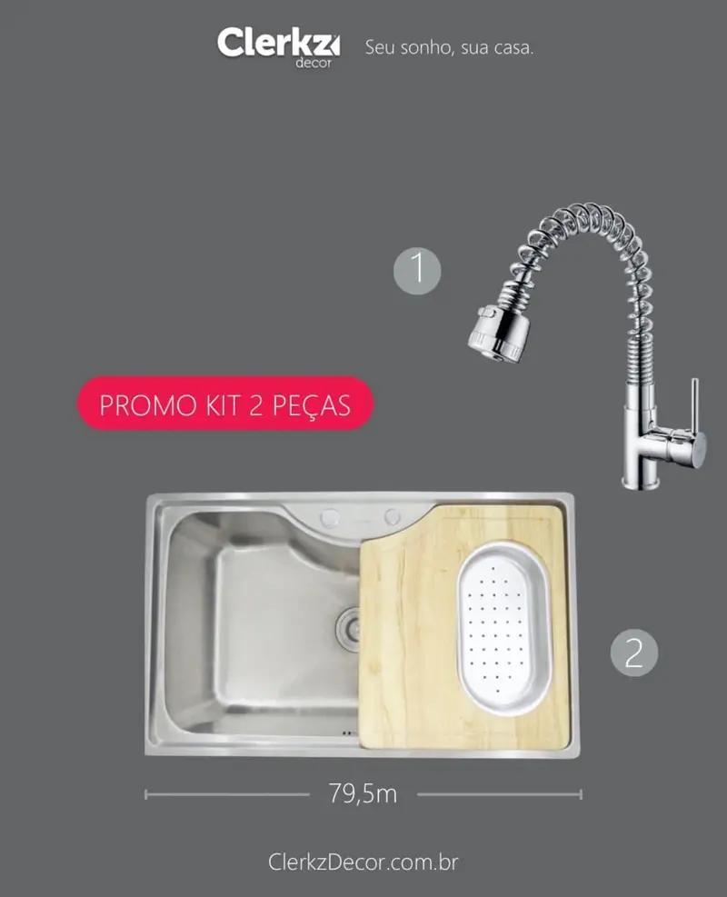 Gourmet Kitchen Kit – Stainless Steel Sink + Matching Faucet 1