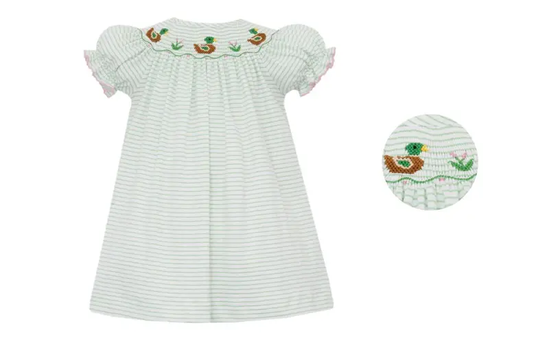 Green Mallard Duck Knit Bishop Sleeve Top For Girls 1