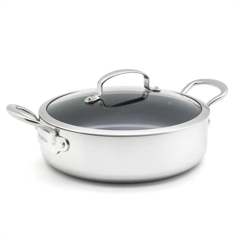 Greenpan Barcelona Evershine Stainless Steel Appetizer Pan With Lid & Helper Handle – 26 Cm / 3.8 L 1