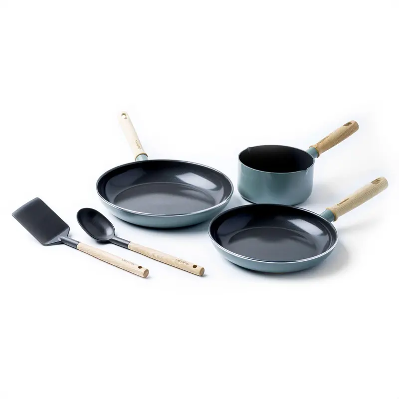Greenpan Mayflower 3-Piece Cookware Set – 24/28 Cm Pan, 16 Cm Steel Pan, Spatula & Ladle 1