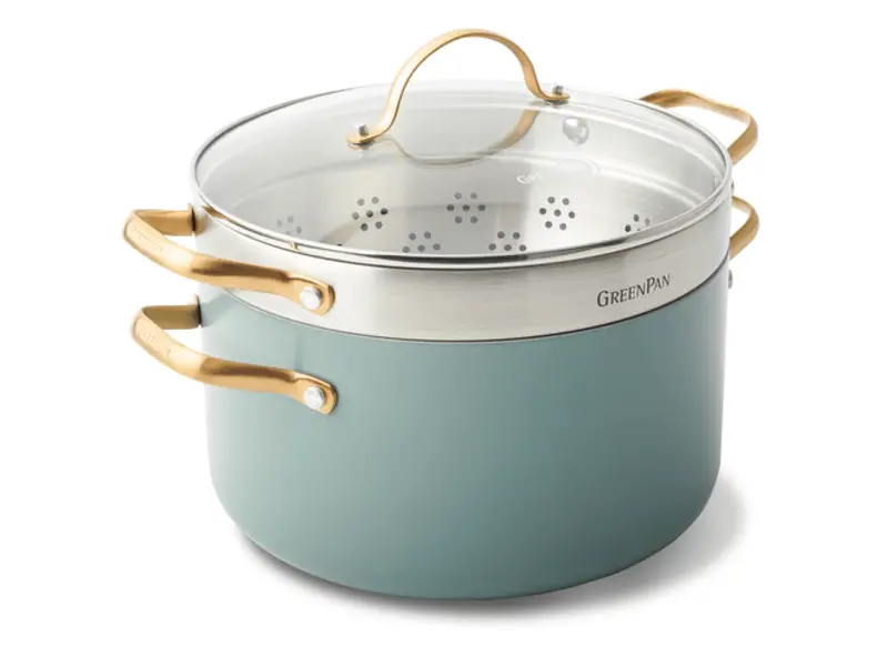 Greenpan Padova Smokey Blue 3-Piece Set – 24 Cm Pan, Lid & Colander 1