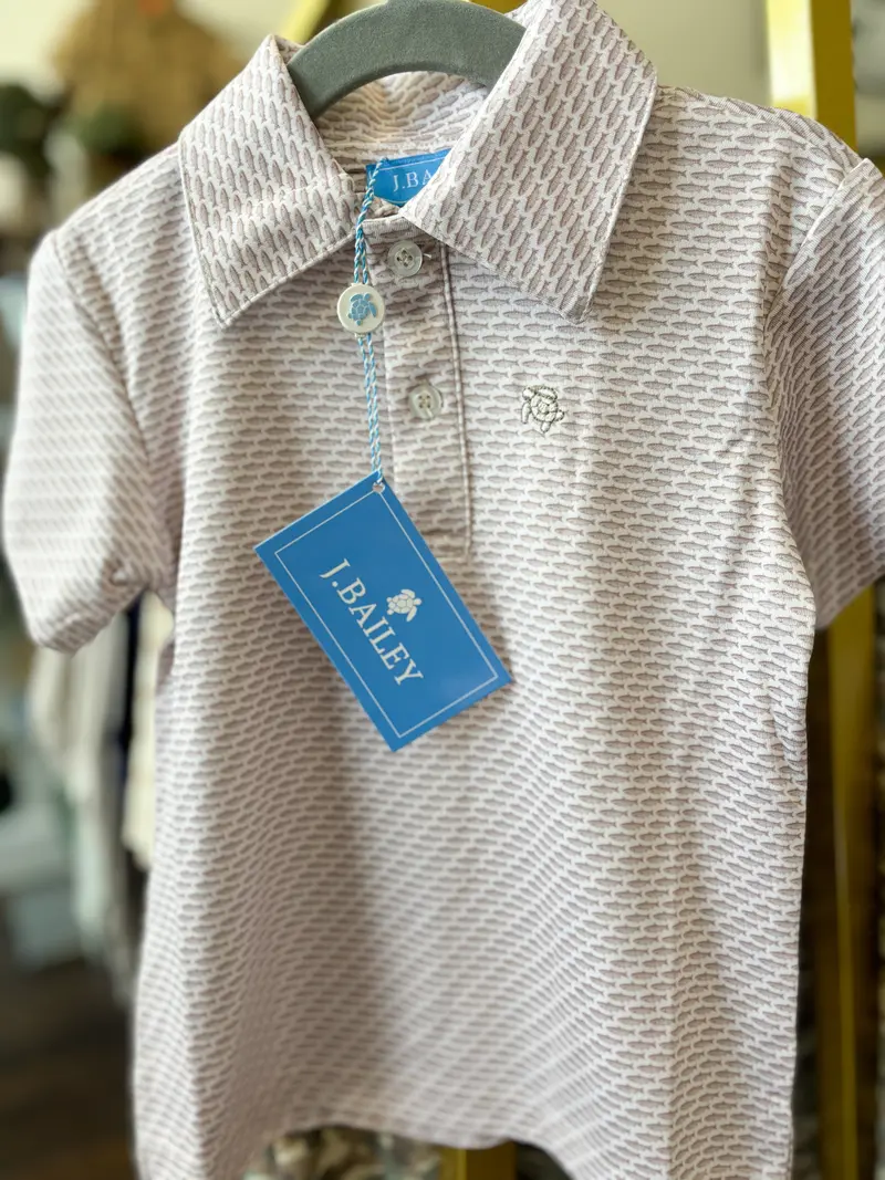 Henry Men'S Tan Performance Polo With Fish Motif 1