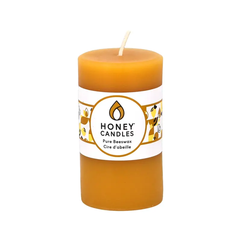 Honey Candles 3.25-Inch Beeswax Pillar Candle – Clean-Burning, Unscented Accent Light 1