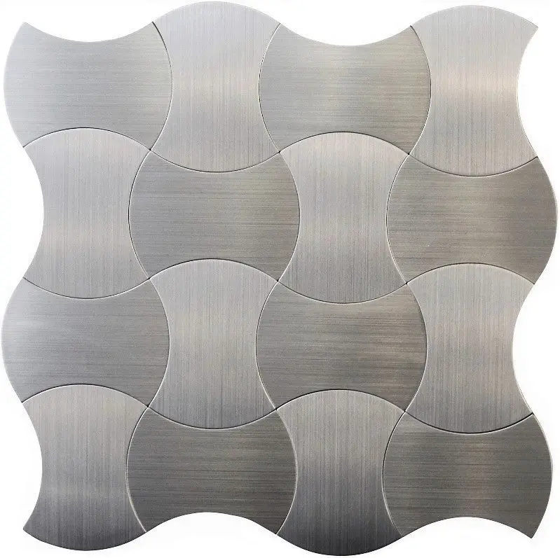 Industrial-Style Brushed Steel Adhesive Wall Tile 1