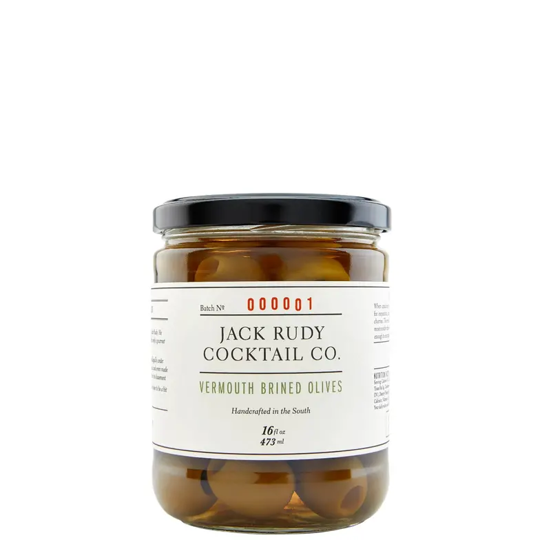 Jack Rudy Cocktail Co. Vermouth-Brined Green Olives 1