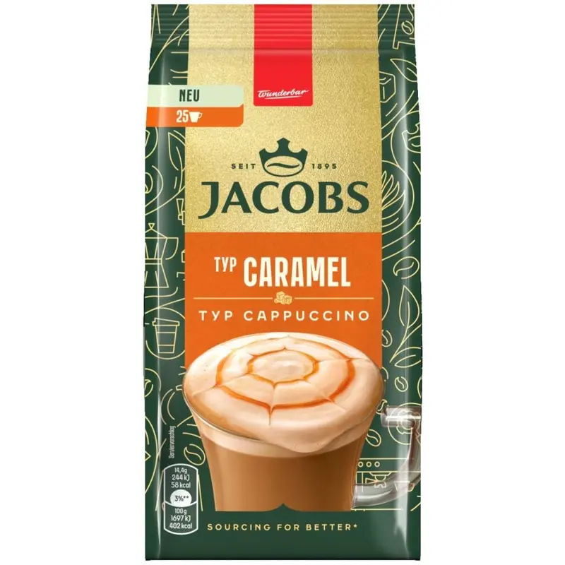 Jacobs Cappuccino Caramel Instant Coffee – 360 G Jar 1