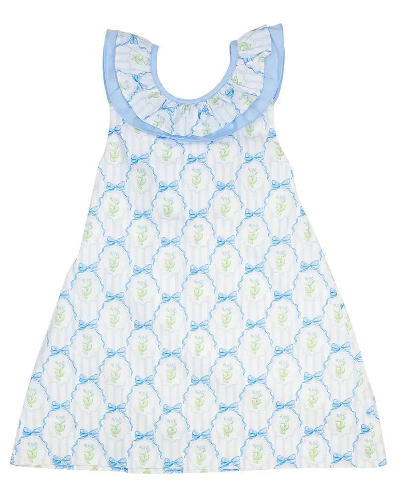 Josie Dress In Blue Floral Print 1