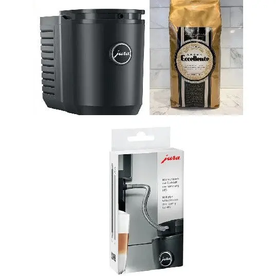 Jura Cool Control 0.6L Milk Cooling System – Black, Includes Hp3 Stainless Steel Milk Pipe & 1Kg Aroma Eccellent Fresh Roast 1