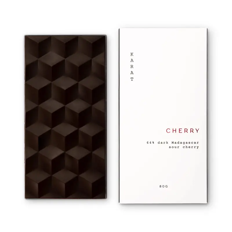 Karat Chocolate Madagascar Dark Chocolate Bar – 64% Cocoa With Sour Cherries, 80G 1