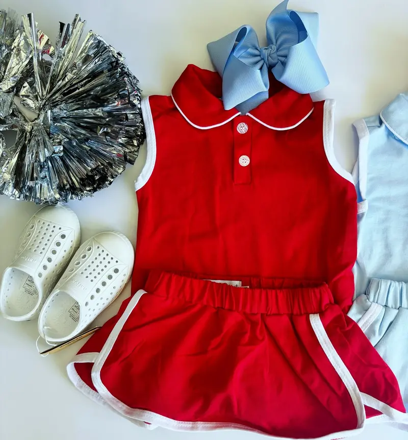 Knit Tennis Skort Set For Girls – Two-Piece Solid Color Outfit 1