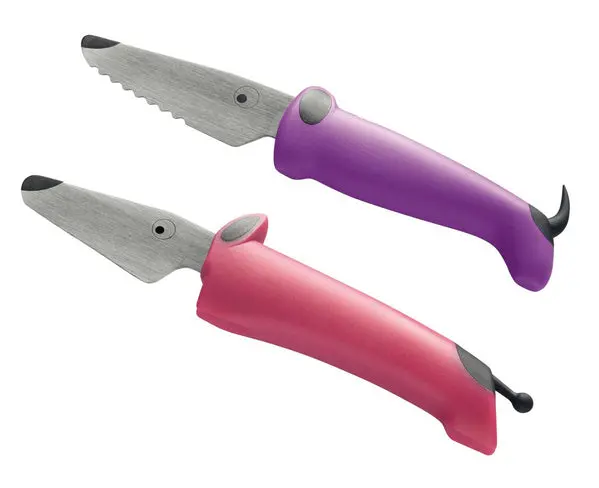 Kuhn Rikon Kids’ Knife Set – 2-Piece Pink & Purple Dog Theme 1