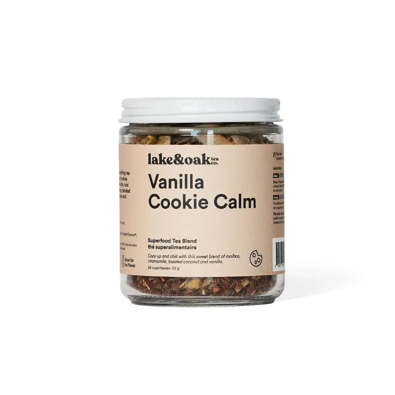 Lake & Oak Vanilla Cookie Calm Tea – Caffeine-Free Relaxation Blend With Superfoods 1
