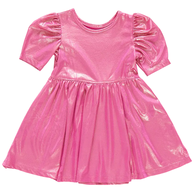 Lame Laurie Sparkle Dress For Girls In Blush Pink 1