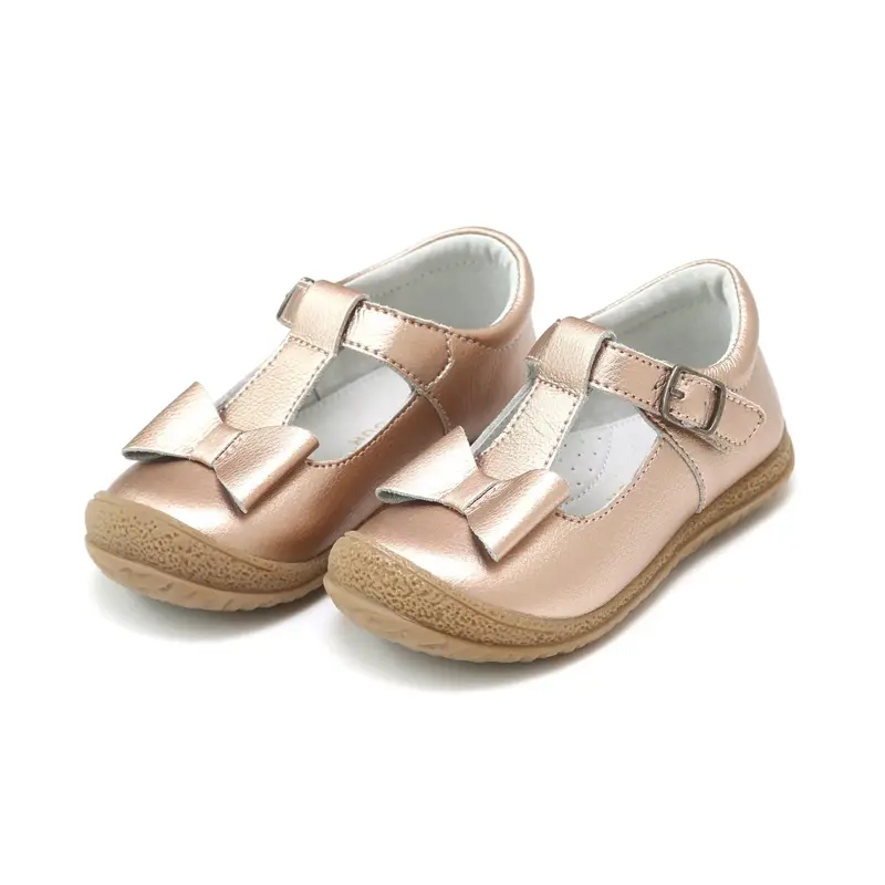 L'Amour Rose Gold Emma Bow T-Strap Mary Jane With Shimmer Detail 1