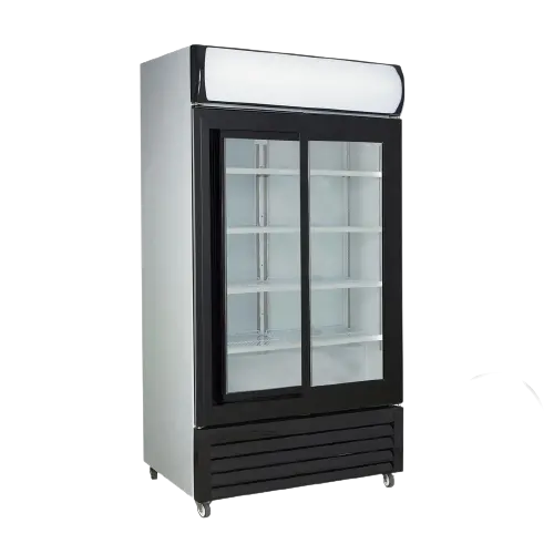 Large Black Upright Beverage Cooler With Dual Sliding Glass Doors – Colourbond Build 1