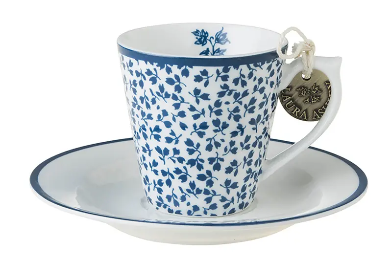 Laura Ashley Blue Floris 90 Ml Porcelain Espresso Cups & Saucers (Set Of 4) 1