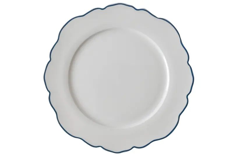 Laura Ashley Blue & White Porcelain Dinner Plate Set – 4 Scalloped 24.5 Cm Plates 1