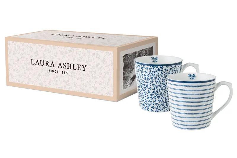 Laura Ashley Floris & Candy Stripe Mini Mug Set – Two 0.22L Porcelain Mugs 1