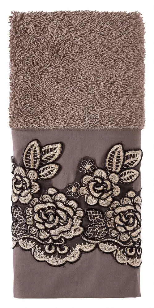 Lavatory Towel Featuring Guipure Floral Trim – 100% Egyptian Cotton 1