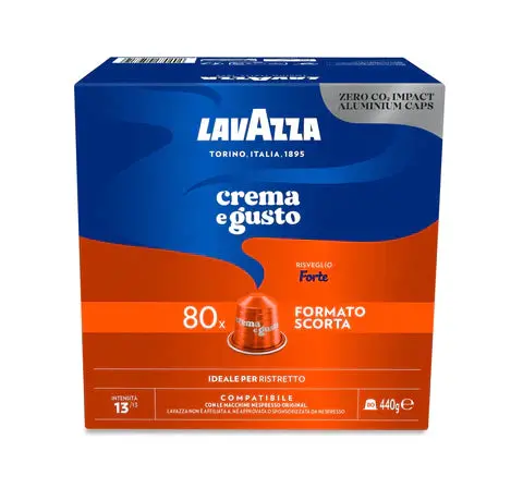 Lavazza Crema E Gusto Forte Nespresso Capsules – Aluminum Pack (80) 1