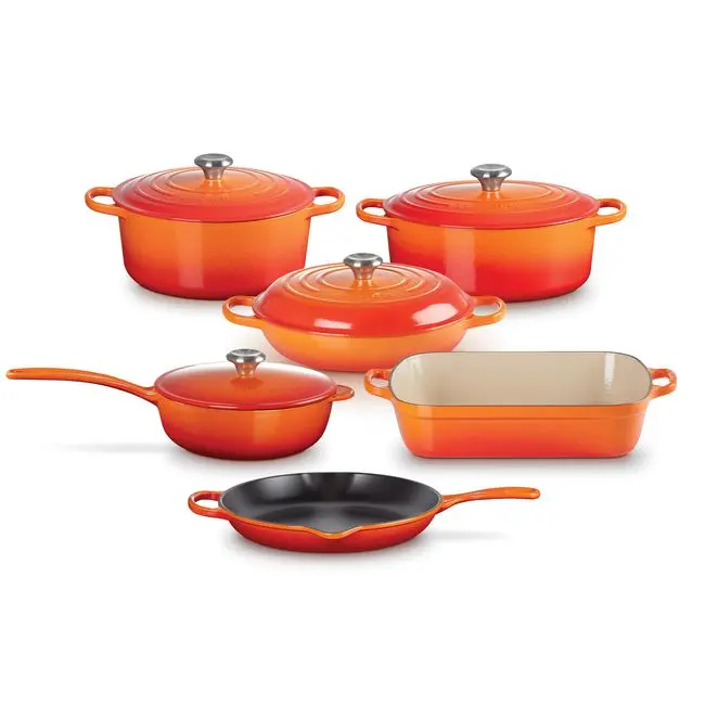 Le Creuset 10-Piece Flame Cast Iron Cookware Set 1