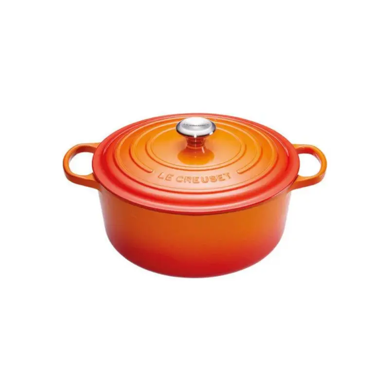 Le Creuset 22 Cm Round Cast Iron Cooking Pot – Flame Orange, 3.3L 1