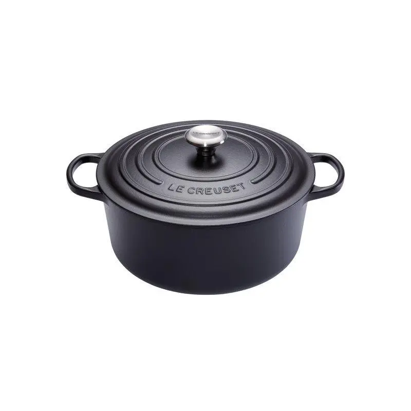 Le Creuset 22 Cm Round Cast Iron Dutch Oven – Matte Black, 3.3L 1