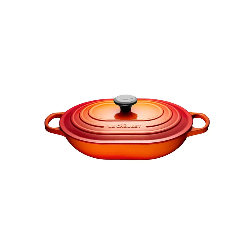 Le Creuset 3.4L Flame Oblong Dutch Oven – 31 Cm Vibrant Red Enamel Casserole 1