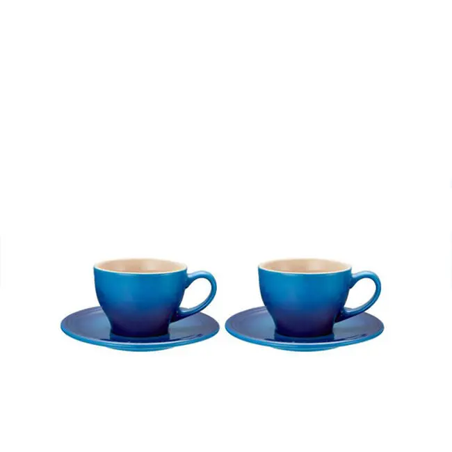 Le Creuset Classic Cappuccino Cup Set – Two Blueberry-Colored Ceramic Mugs 1