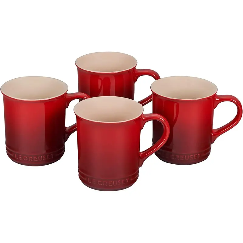 Le Creuset Classic Cherry Red Ceramic Mugs – 400 Ml Set Of 4 1