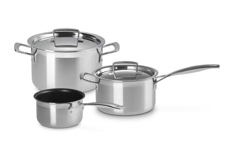 Le Creuset Classic Tri-Ply Stainless Steel Cookware Set – 3-Piece 1