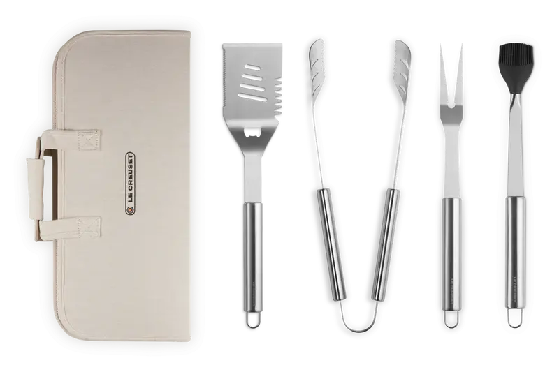 Le Creuset Outdoor Bbq Set – 4-Piece Stainless Steel Tool Kit With Storage Case 1