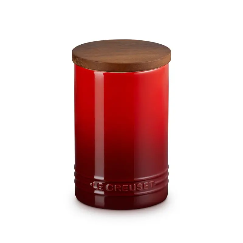 Le Creuset Signature Storage Jar With Wooden Lid In Cherry Red Ceramic – 0.77 L 1
