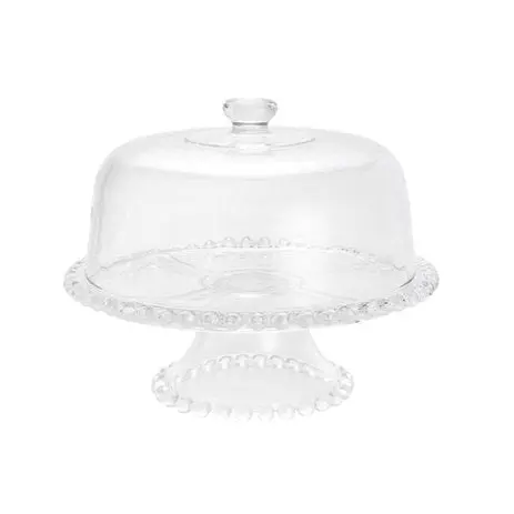 Lead Crystal Cake Stand With Lid And Base – Pearl Design, 32×35Cm 1