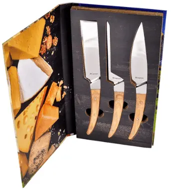Legnoart Caseus Cheese Knife Set (3-Piece) In Light Walnut Wood Gift Box 1
