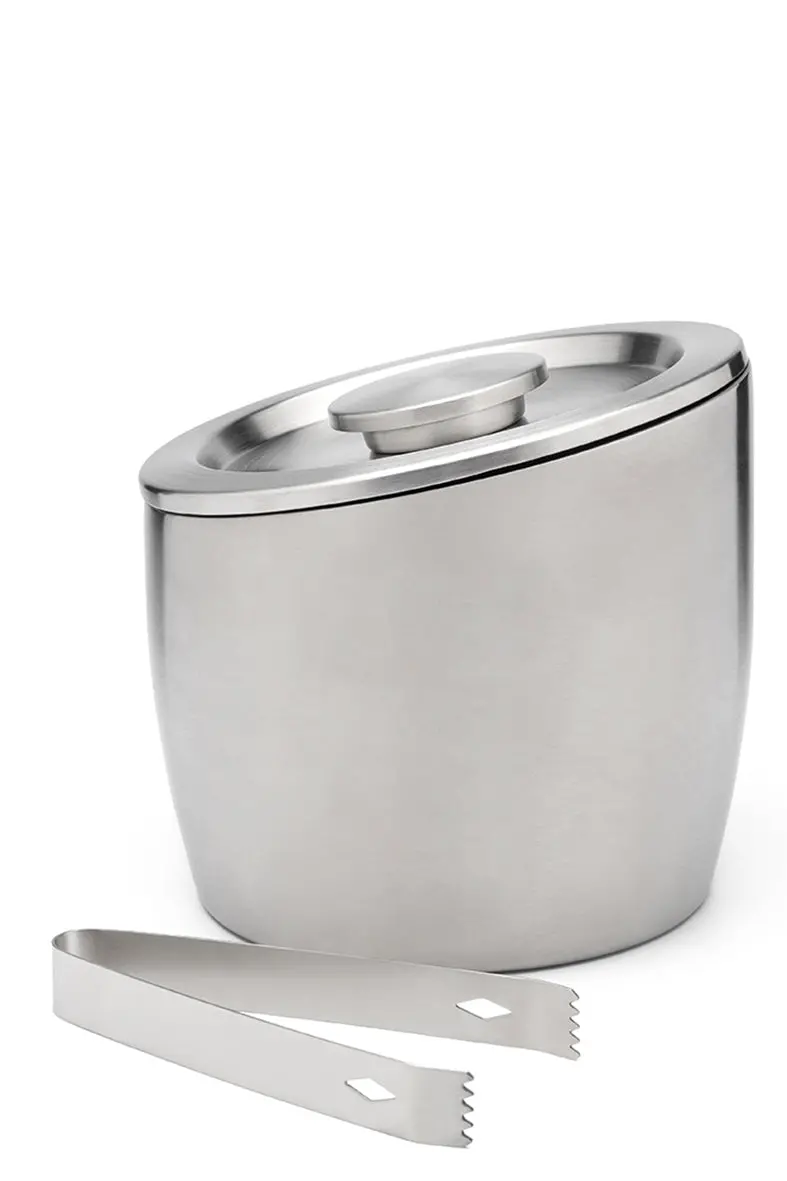 Leopold Vienna 2.5L Double-Walled Ice Bucket With Tongs And Lid – Stainless Steel 304 1