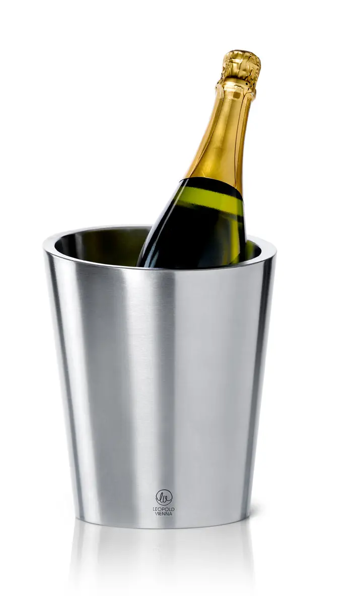 Leopold Vienna Double-Walled Champagne Chiller – Brushed Silver Stainless Steel 304 1