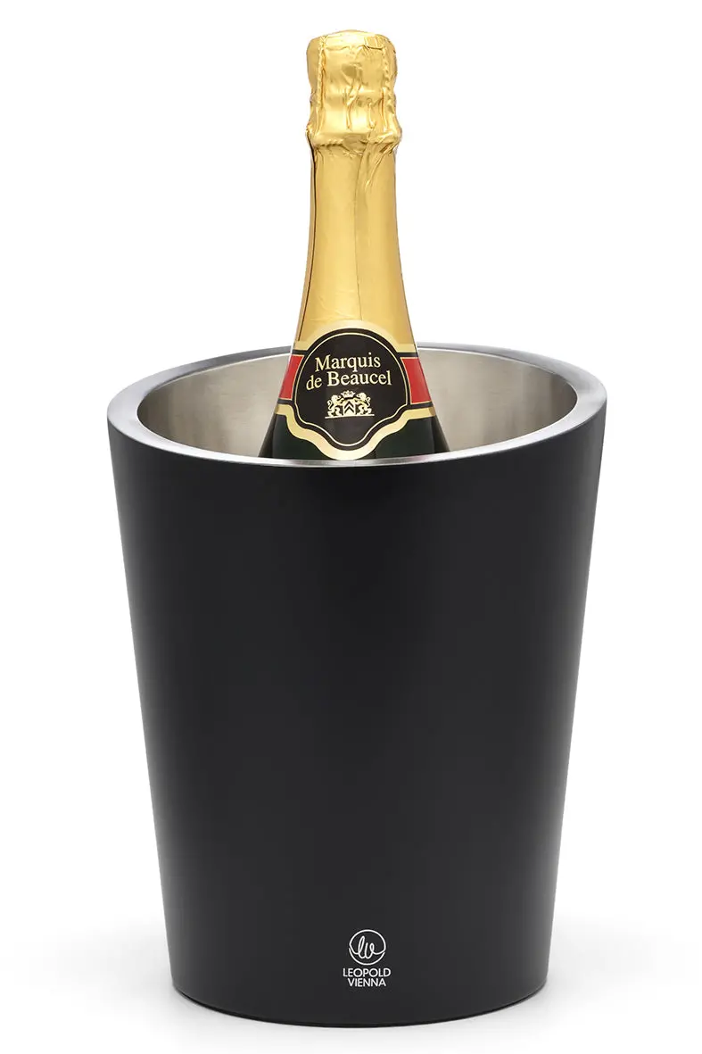Leopold Vienna Double-Walled Champagne Chiller – Matte Black Stainless Steel 304 1