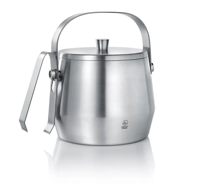 Leopold Vienna Ice Bucket With Tongs And Lid – Brushed Silver Stainless Steel 304 1