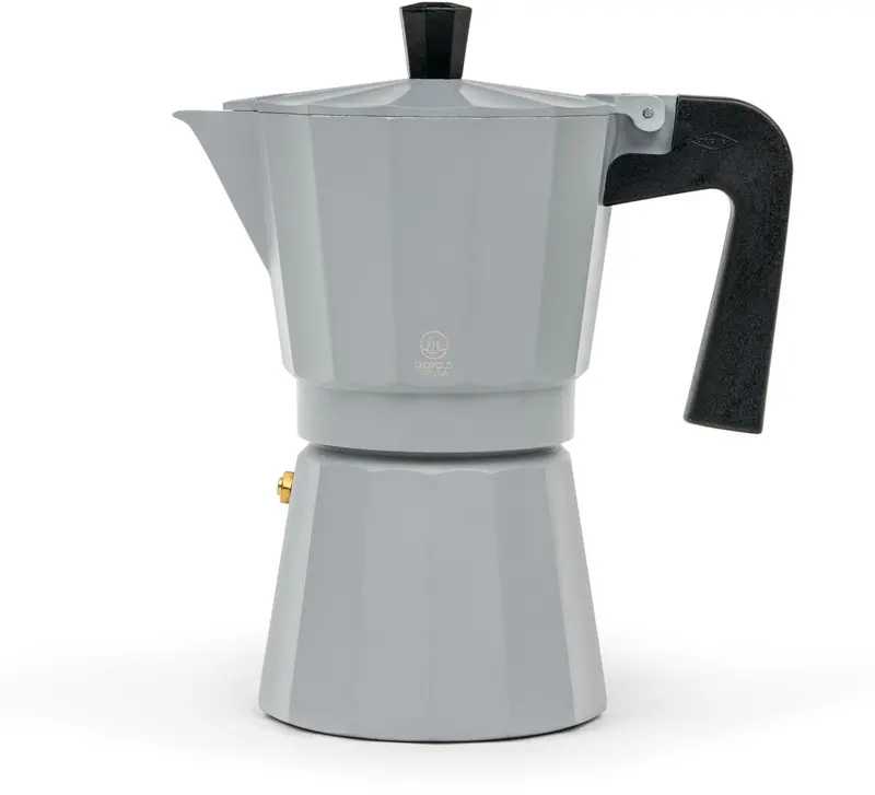 Leopold Vienna Moshi 6-Cup Espresso Maker – Grey Aluminum Stovetop Moka Pot 1