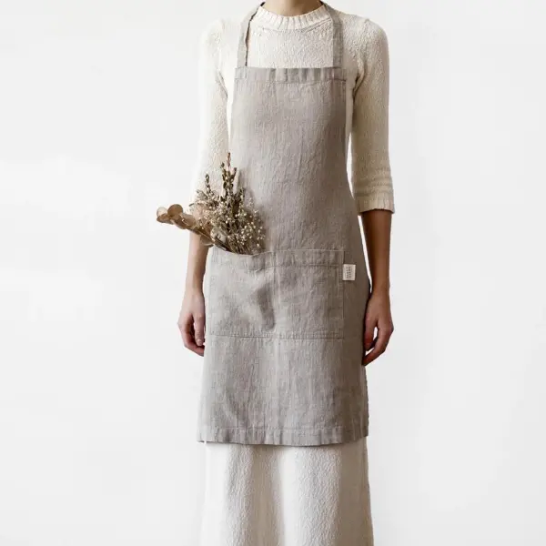 Linen Daily Utility Apron – Natural Undyed Fabric 1