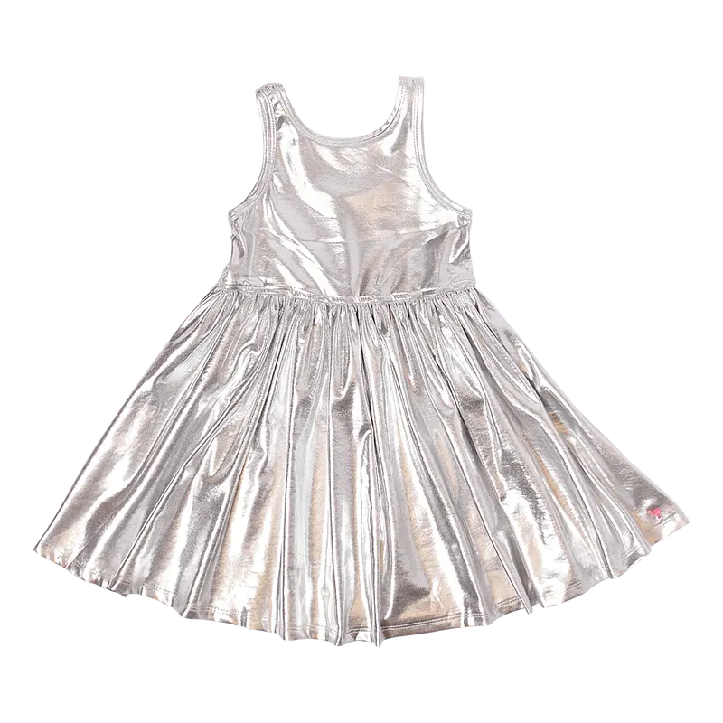 Liza Lame Dress – Holographic Silver Shine 1